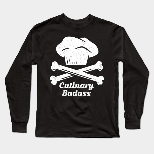 Chef Culinary Badass Hat Crossbones Long Sleeve T-Shirt by propellerhead